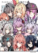 asanagi_yori hinamori_anthea hoshikawa_sara hoshikawa_sara_(1st_costume) kagari_mimi kimino_aruji kino_himari oumi_shiori rindo_chihaya tokoyami_towa tokoyami_towa_(1st_costume) yuzuki_yukari (hololive hololive_dev_is indie_virtual_youtuber kimi_ga_shinu_made_koi_wo_shitai nijisanji sasayaku_you_ni_koi_wo_utau vocaloid voiceroid watashi_wo_tabetai_hitodenashi) drawn by mooninkyuu