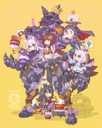 hoso-inu inugami_korone listener_(inugami_korone) nekomata_okayu ookami_mio shirakami_fubuki (hololive) drawn by nakayama_tooru