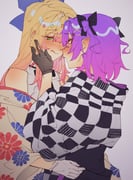 momosuzu_nene momosuzu_nene_(new_year) tokoyami_towa tokoyami_towa_(new_year) (hololive) drawn by legzy