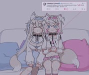 fuwawa_abyssgard fuwawa_abyssgard_(1st_costume) mococo_abyssgard mococo_abyssgard_(1st_costume) (hololive hololive_english) drawn by snowmya