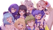 elu_(nijisanji) higuchi_kaede higuchi_kaede_(1st_costume) moira_(1st_costume)_(nijisanji) moira_(nijisanji) shibuya_hajime shibuya_hajime_(1st_costume) shizuka_rin shizuka_rin_(1st_costume) suzuya_aki suzuya_aki_(1st_costume) tsukino_mito tsukino_mito_(1st_costume) yuuki_chihiro yuuki_chihiro_(1st_costume) (nijisanji) drawn by hoppege