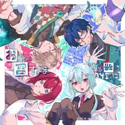 ange_katrina ange_katrina_(lab_coat) hakase_fuyuki hakase_fuyuki_(1st_costume) kaida_haru kaida_haru_(1st_costume) leos_vincent leos_vincent_(1st_costume) mameneko_(leos_vincent) (nijisanji) drawn by xxxx6642578