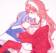 hoshimachi_suisei sakura_miko (hololive) drawn by yumi5469