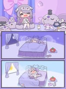 geow_(koseki_bijou) jailbird_(nerissa_ravencroft) john_cat_(koseki_bijou) koseki_bijou koseki_bijou_(pebble_pajamas) pebble_(koseki_bijou) perroccino_(fuwamoco) watamate yorick_(shiori_novella) (hololive hololive_english) drawn by mpien