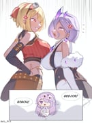 kaela_kovalskia kaela_kovalskia_(4th_costume) koseki_bijou momseki_(koseki_bijou) pebble_(koseki_bijou) (hololive hololive_english hololive_indonesia) drawn by said_ard