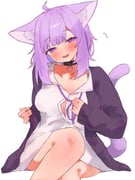 nekomata_okayu nekomata_okayu_(oversized_shirt) (hololive) drawn by tepenchi