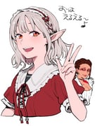 elu_(8th_costume)_(nijisanji) elu_(nijisanji) loba_(apex_legends) (apex_legends nijisanji) drawn by kitamura_touru