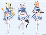 shirakami_fubuki shiranui_flare tsunomaki_watame (hololive wendy's) drawn by momoshiki_tsubaki