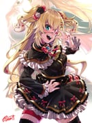 akai_haato akai_haato_(gothic_lolita) kiryu_coco (hololive) drawn by buru-dai