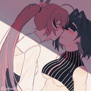 nanashi_mumei nanashi_mumei_(1st_costume) ouro_kronii ouro_kronii_(1st_costume) (hololive hololive_english) drawn by hydroxyl