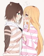 fumino_tamaki fumino_tamaki_(1st_costume) ienaga_mugi ienaga_mugi_(1st_costume) (nijisanji) drawn by manio