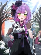 hoshimachi_suisei hoshimachi_suisei_(new_year) sakura_miko tokoyami_towa tokoyami_towa_(new_year) (hololive) drawn by tashime