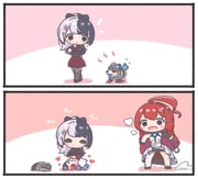 elizabeth_rose_bloodflame elizabeth_rose_bloodflame_(1st_costume) rosarian_(elizabeth_rose_bloodflame) shiori_novella shiori_novella_(casual) (hololive hololive_english) drawn by mpien