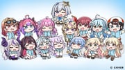 amane_kanata amane_kanata_(1st_costume) azki_(hololive) himemori_luna houshou_marine ichijou_ririka kikirara_vivi la+_darknesss mizumiya_su momosuzu_nene nekomata_okayu omaru_polka oozora_subaru otonose_kanade usada_pekora yukihana_lamy (hololive hololive_dev_is) drawn by mochimiko