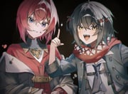 ange_katrina ange_katrina_(1st_costume) mashiro_meme mashiro_meme_(1st_costume) (nijisanji) drawn by inha_chupi