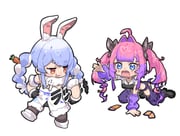 kikirara_vivi kikirara_vivi_(1st_costume) usada_pekora usada_pekora_(1st_costume) (hololive hololive_dev_is) drawn by fugota6509