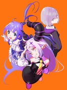 kaga_sumire kaga_sumire_(2nd_costume) la+_darknesss la+_darknesss_(1st_costume) yuuki_chihiro yuuki_chihiro_(1st_costume) (hololive nijisanji vspo!) drawn by pako_(pakosun)