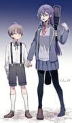 kagami_hayato kenmochi_touko kenmochi_touya kenmochi_touya_(1st_costume) (nijisanji) drawn by 6tnut9