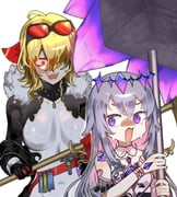 kaela_kovalskia kaela_kovalskia_(1st_costume) koseki_bijou koseki_bijou_(1st_costume) (hololive hololive_english hololive_indonesia) drawn by kenzeeato