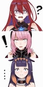 elizabeth_rose_bloodflame elizabeth_rose_bloodflame_(1st_costume) mori_calliope mori_calliope_(the_story_thus_far) ninomae_ina'nis ninomae_ina'nis_(1st_costume) (hololive hololive_english) drawn by yuuyu_(777)