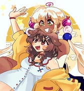 inugami_korone inugami_korone_(1st_costume) kaniko_(tsukumo_sana) tsukumo_sana tsukumo_sana_(1st_costume) usaslug_(tsukumo_sana) (hololive hololive_english) drawn by ministarfruit