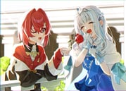 ange_katrina ange_katrina_(1st_costume) lize_helesta lize_helesta_(3rd_costume) (nijisanji) drawn by hosupi