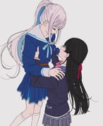 lize_helesta lize_helesta_(4th_costume) tsukino_mito tsukino_mito_(1st_costume) (nijisanji) drawn by kamatama_rom
