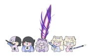fuwawa_abyssgard jailbird_(nerissa_ravencroft) koseki_bijou mococo_abyssgard nerissa_ravencroft novelites_(shiori_novella) pebble_(koseki_bijou) ruffian_(fuwamoco) shiori_novella (hololive hololive_english) drawn by snowmya