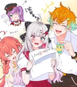 ishigami_nozomi kirin-chan_(usami_rito) sakura_ritsuki sakura_ritsuki_(5th_costume) shishido_akari usami_rito (nijisanji) drawn by mugimugigo