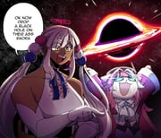 raora_panthera raora_panthera_(1st_costume) tsukumo_sana tsukumo_sana_(1st_costume) (hololive hololive_english mage_arena) drawn by mochiparrot