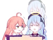 hoshimachi_suisei hoshimachi_suisei_(casual) sakura_miko sakura_miko_(street) (hololive) drawn by yumi5469