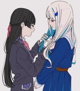lize_helesta lize_helesta_(4th_costume) tsukino_mito tsukino_mito_(1st_costume) (nijisanji) drawn by kamatama_rom