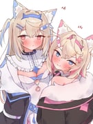 fuwawa_abyssgard fuwawa_abyssgard_(1st_costume) mococo_abyssgard mococo_abyssgard_(1st_costume) (hololive hololive_english) drawn by tepenchi