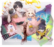 gonzalez_(machita_chima) kuroi_shiba machita_chima machita_chima_(1st_costume) yumeoi_kakeru yumeoi_kakeru_(2nd_costume) (nijisanji) drawn by iv_4t