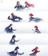 elizabeth_rose_bloodflame elizabeth_rose_bloodflame_(1st_costume) nerissa_ravencroft nerissa_ravencroft_(1st_costume) (hololive hololive_english) drawn by paw_chie