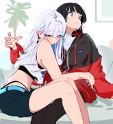 lize_helesta lize_helesta_(8th_costume) tsukino_mito tsukino_mito_(sporty) (nijisanji) drawn by atenaba