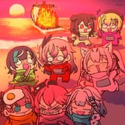 hakui_koyori inugami_korone isaki_riona mizumiya_su momosuzu_nene natsuiro_matsuri otonose_kanade rindo_chihaya sakura_miko (among_us hololive hololive_dev_is) drawn by wakatsuki_misato