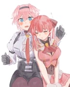 houshou_marine houshou_marine_(1st_costume) takane_lui takane_lui_(1st_costume) (hololive) drawn by rddumpling