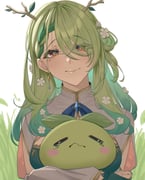 ceres_fauna ceres_fauna_(1st_costume) sapling_(ceres_fauna) (hololive hololive_english) drawn by eipanguino
