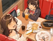 hayase_sou hayase_sou_(2nd_costume) tsukino_mito tsukino_mito_(1st_costume) (nijisanji) drawn by koinko_(hunjinwashow)