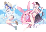 amamiya_kokoro amamiya_kokoro_(7th_costume) yorumi_rena yorumi_rena_(7th_costume) (nijisanji) drawn by shiohari_kanna