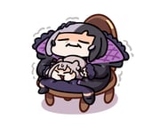 shiori_novella shiori_novella_(1st_costume) vestia_zeta vestia_zeta_(cat) (hololive hololive_english hololive_indonesia) drawn by keenbiscuit