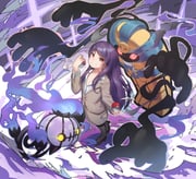 chandelure cofagrigus gundou_mirei gundou_mirei_(1st_costume) (nijisanji pokemon) drawn by monosenbei