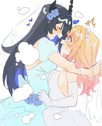 momosuzu_nene nerissa_ravencroft (hololive hololive_english oyomeholic_(nerissa_ravencroft)) drawn by legzy