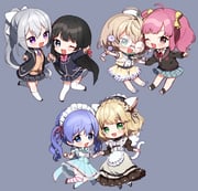 achikita_chinami achikita_chinami_(2nd_costume) higuchi_kaede suzuya_aki suzuya_aki_(5th_costume) tsukino_mito tsukino_mito_(1st_costume) yaguruma_rine yaguruma_rine_(1st_costume) yuuki_chihiro (nijisanji) drawn by yamabukiiro