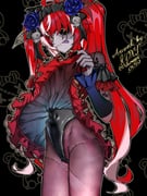 kureiji_ollie kureiji_ollie_(scarlet_moonlight_embrace) udin_(kureiji_ollie) (hololive hololive_indonesia) drawn by nkonya