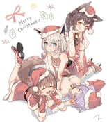 futo-inu hoso-inu inugami_korone listener_(inugami_korone) nekomata_okayu ookami_mio shirakami_fubuki (hololive) drawn by torokko