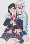 lize_helesta lize_helesta_(4th_costume) tsukino_mito tsukino_mito_(1st_costume) (nijisanji) drawn by kamatama_rom