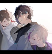 fuwa_minato fuwa_minato_(1st_costume) mayuzumi_kai mayuzumi_kai_(1st_costume) saegusa_akina saegusa_akina_(1st_costume) (nijisanji) drawn by poscorn617