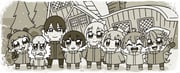 higuchi_kaede honma_himawari kenmochi_touya natori_sana otogibara_era peanuts-kun ponpoko_(vtuber) tsukino_mito (mode_aim nijisanji project_winter sana_channel) drawn by bkub